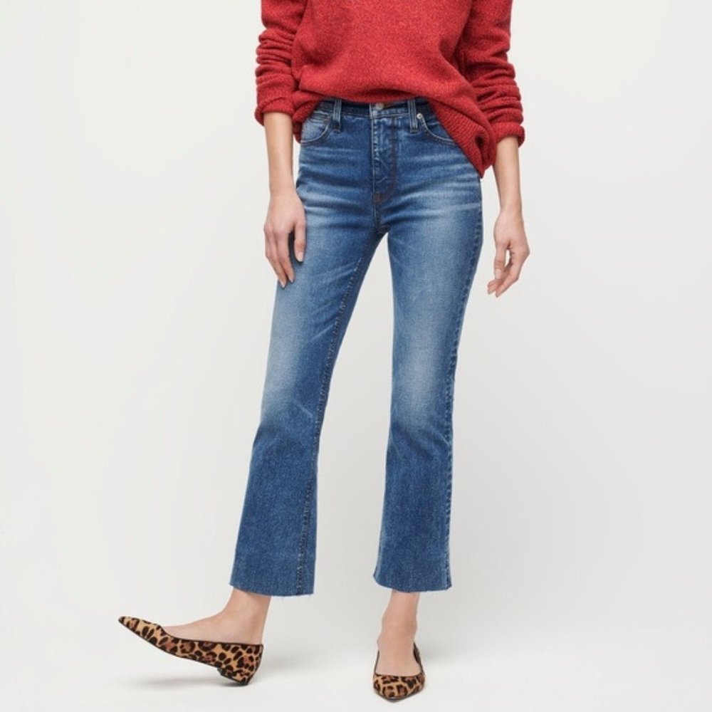 J Crew Demi Boot Crop Jeans Petite Medium Wash